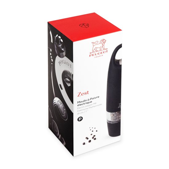 "Zest" electric pepper grinder, 18 cm, Black - Peugeot