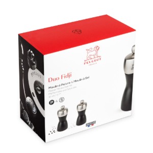 Set of 2 salt and pepper grinders, 12 cm, "Fidji", Black - Peugeot