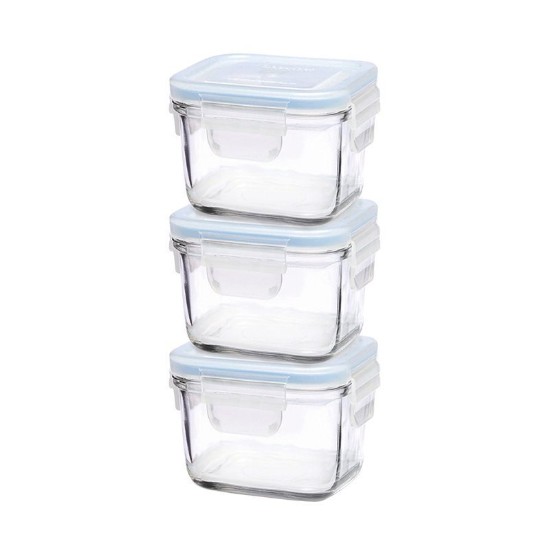 Набор из 3 стеклянных контейнеров для хранения пищевых продуктов - Glasslock