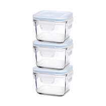 Set of 3 food storage containers, made from glass - Glasslock