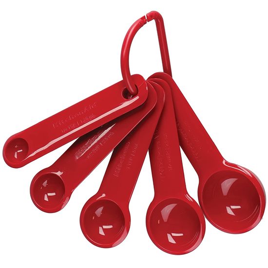 Set of 5 measuring spoons, "Empire Red" color - KitchenAid brand