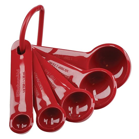 Set of 5 measuring spoons, "Empire Red" color - KitchenAid brand