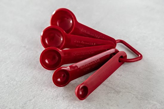 Set of 5 measuring spoons, "Empire Red" color - KitchenAid brand