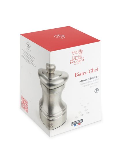 Salt grinder, 10 cm, "Bistro Chef", Stainless Steel - Peugeot