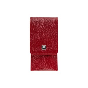 3-delige set van gesatineerd roestvrij staal, rood lederen zakkoffer - Zwilling TWINOX