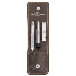 3-piece set, satin stainless steel, leather case, Brown, Twinox - Zwilling 