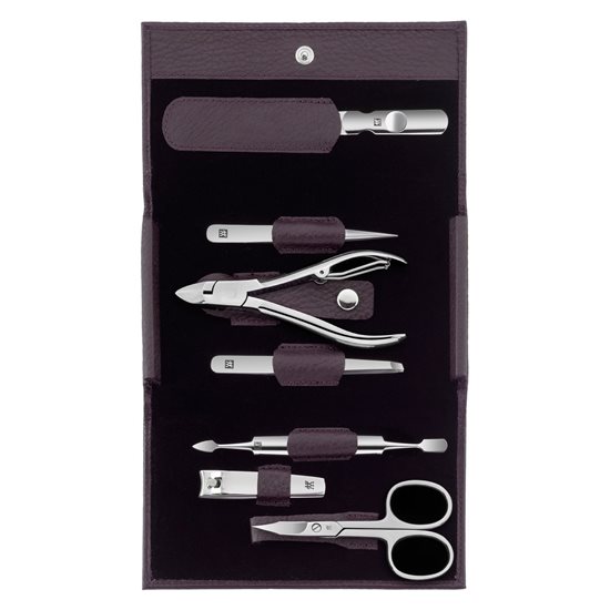 7-piece manicure set, stainless steel, purple leather case - Zwilling Classic Inox