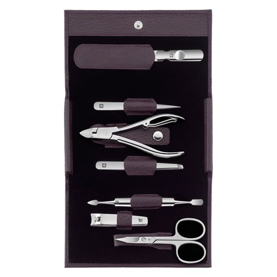 7-delni manikirni set, nerjaveče jeklo, vijolična usnjena torbica - Zwilling Classic Inox