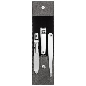 Conjunto de manicure de 3 peças, carteira de couro, Antracite - Zwilling Classic Inox