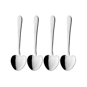 Set of 4 heart-shaped teaspoons, stainless steel, "Windsor" - Grunwerg