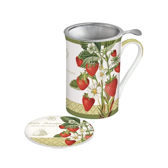 300 ml porcelænskrus med infuser, "Jardin Botanique - Strawberry" serie - Nuova R2S