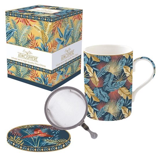 Kubek 350 ml z pokrywką i zaparzaczem, seria "Atmosphere Equatorial", porcelana - Nuova R2S