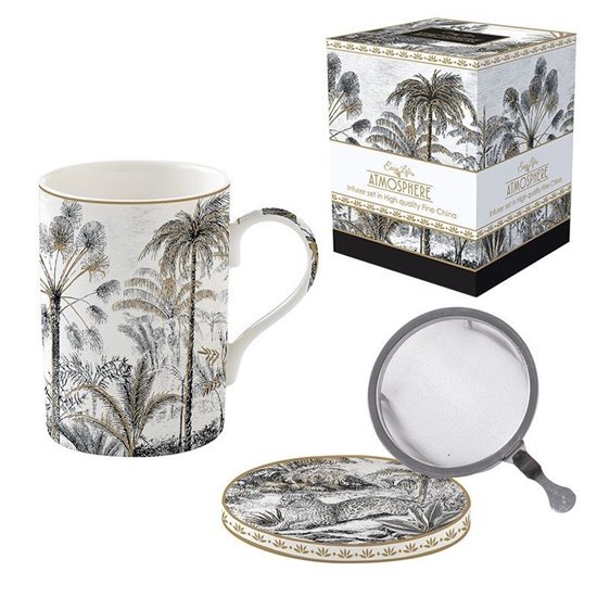 350 ml "Retro Jungle" mug with lid and infuser, porcelain - Nuova R2S