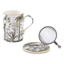 350 ml "Retro Jungle" mug with lid and infuser, porcelain - Nuova R2S
