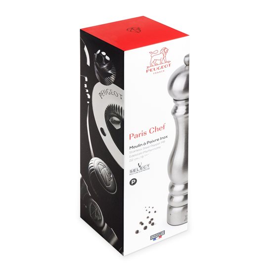 Pepper grinder, 22 cm, "Paris Chef", Stainless Steel - Peugeot