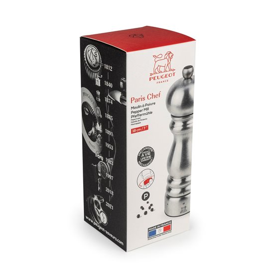 "Paris Chef" pepper grinder, 18 cm, stainless steel - Peugeot