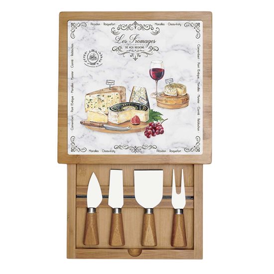 Conjunto para servir queijo "Les Fromages" 6 peças, 25,5 x 25,5 cm - Nuova R2S