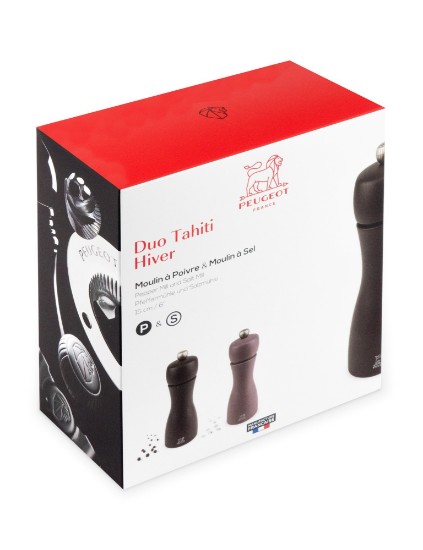 Sæt med 2 salt- og peberkværne, "Tahiti Winter", 15 cm, "Kaffe og chokolade" - Peugeot