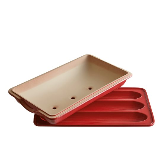 Baguette baking dish, ceramic, 39.5 x 23 cm/3.7 l, Burgundy - Emile Henry