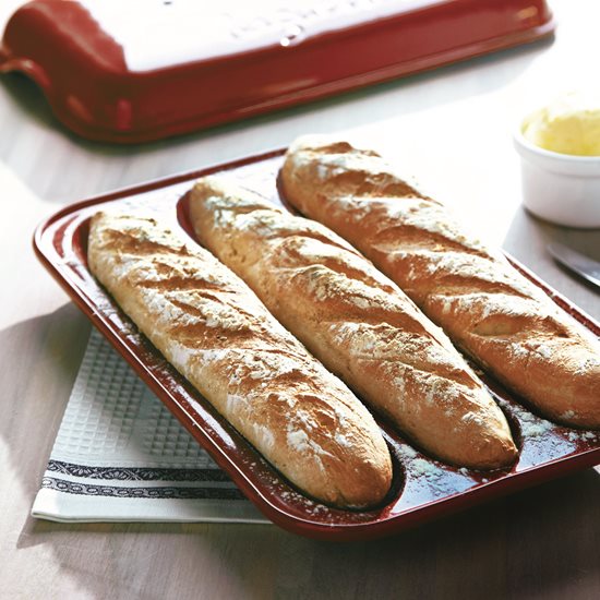 Baguette baking dish, ceramic, 39.5 x 23 cm/3.7 l, Burgundy - Emile Henry