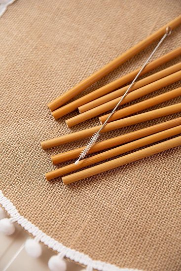 Sett med 10 sugerør laget av bambus, 19 cm – laget av Kitchen Craft