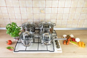 Set pentole in acciaio inox, 8 pezzi - Zokura