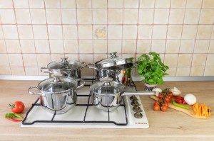 Set pentole in acciaio inox, 8 pezzi - Zokura