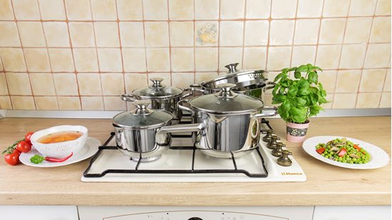 Sett ta 'cookware tal-istainless steel, 8 biċċiet - Zokura