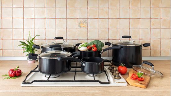 9-piece cookware set, aluminium, "Primary" range - Zokura