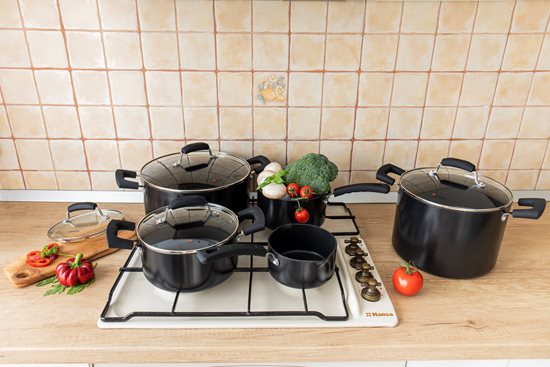 9-piece cookware set, aluminium, "Primary" range - Zokura