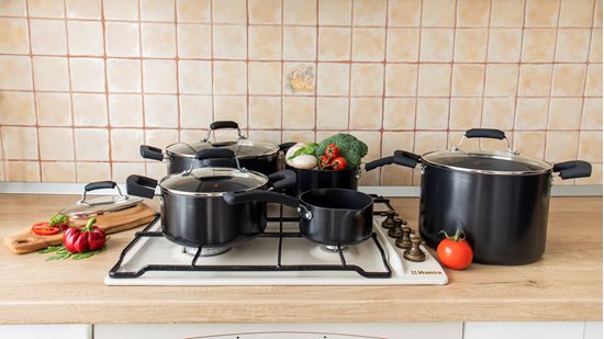 9-piece cookware set, aluminium, "Primary" range - Zokura