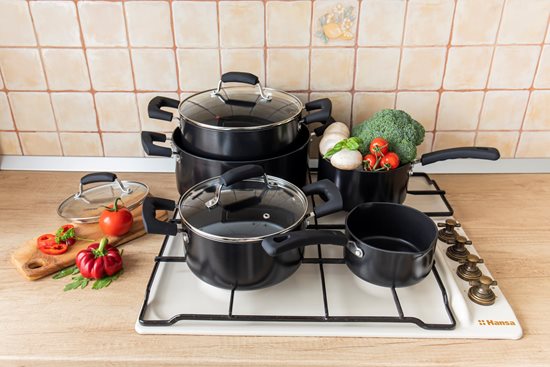 9-piece cookware set, aluminium, "Primary" range - Zokura