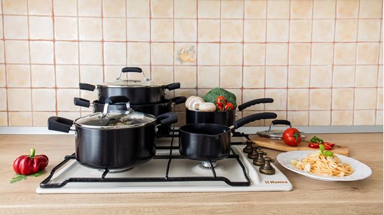 9-piece cookware set, aluminium, "Primary" range - Zokura