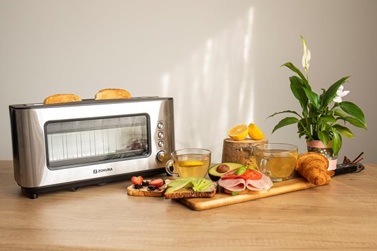2-slot toaster, with glass window, 1200 W - Zokura