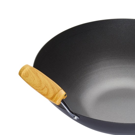 Pan wok le hanla adhmaid, 35 cm - déanta ag Kitchen Craft