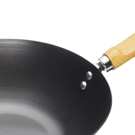 Poêle wok avec manche en bois, 35 cm – fabriquée par Kitchen Craft