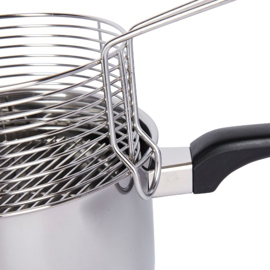 Saucepan-fryer b'għatu u qoffa għall-qali, 20 cm, stainless steel - minn Kitchen Craft