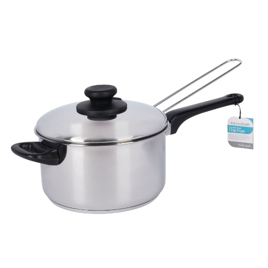 Casseruola-friggitrice con coperchio e cestello per friggere, 20 cm, acciaio inox - di Kitchen Craft