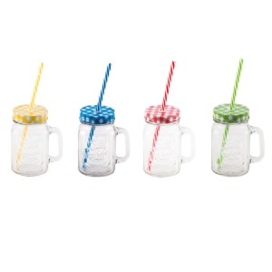 Stiklainis su šiaudeliu, 450 ml