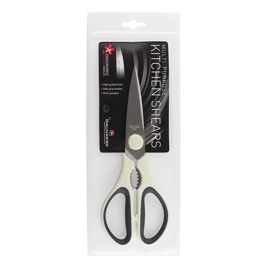 Kitchen scissors, 21.5 cm, stainless steel, White/Gray - Grunwerg