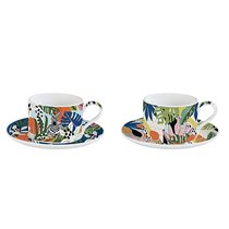 Set of 2 "Tropical Vibes" porcelain cups with saucers, 240 ml  - Nuova R2S