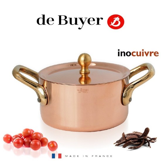 Topf mit Deckel, 10 cm, Kupfer / Edelstahl - de Buyer