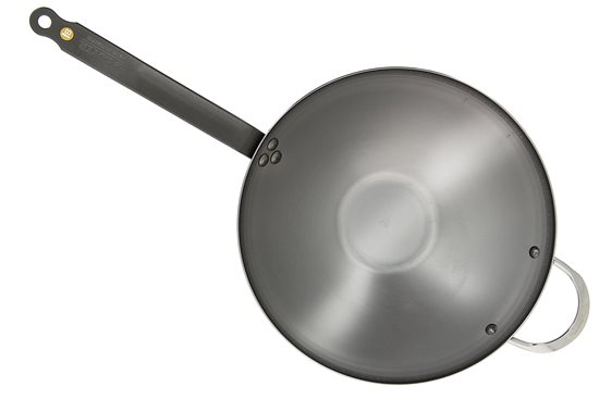 Panela wok "Mineral B", aço, 32 cm - marca "de Buyer"