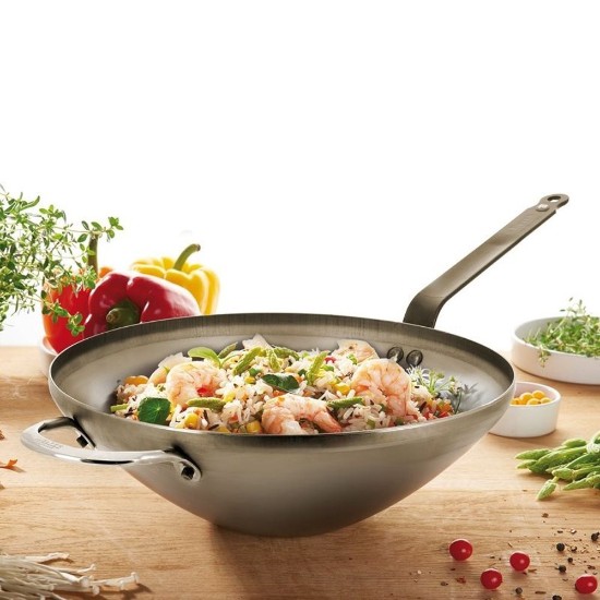 Ταψί wok "Mineral B", ατσάλι, 32 cm - μάρκας "de Buyer".