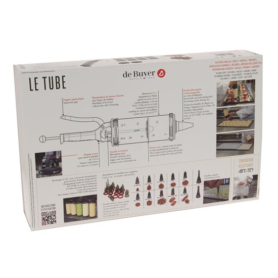 Set pâtisserie "Le Tube Pro" avec seringue pâtissière, 4 tubes et 12 douilles pâtissières - de Buyer