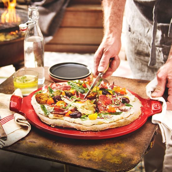 Plateau à pizza, céramique, 36,5 cm, Burgundy - Emile Henry