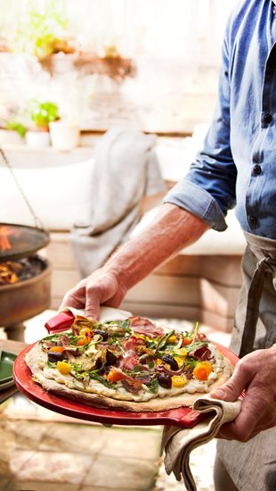 Tráidire pizza, ceirmeach, 36.5 cm, Burgundy - Emile Henry