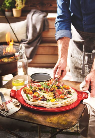 Tráidire pizza, ceirmeach, 36.5 cm, Burgundy - Emile Henry