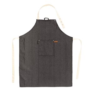 Striped kitchen apron, 68 x 85 cm, "Sherlock", black - Tiseco