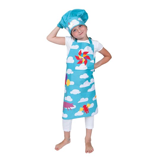 Ensemble de cuisine 4 pièces pour enfants, coton, "Aqua" - Tiseco